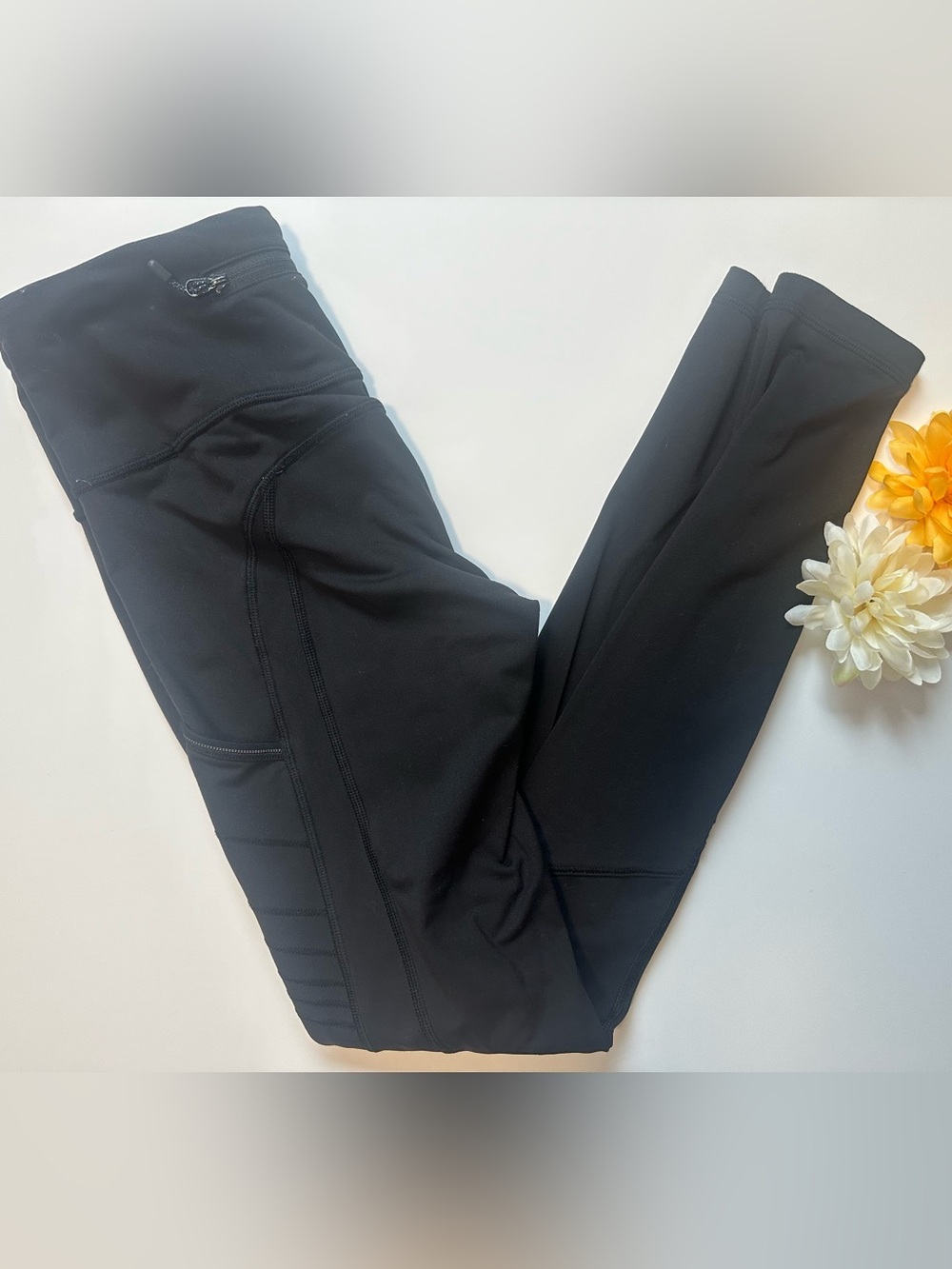lululemon athletica Black Performance Leggings with Side Panel Detail